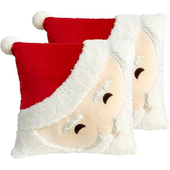 2 Pcs  |  Santa Claus Winter Decorative Pillow case  |  Home Decor 18x18 inch - Picture 7 of 8
